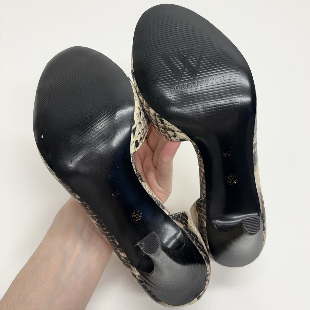 Worthington D'Orsay Peep Toe Heels Size 6 M Snakeskin Stiletto Sexy Party Y2K - Picture 13 of 15